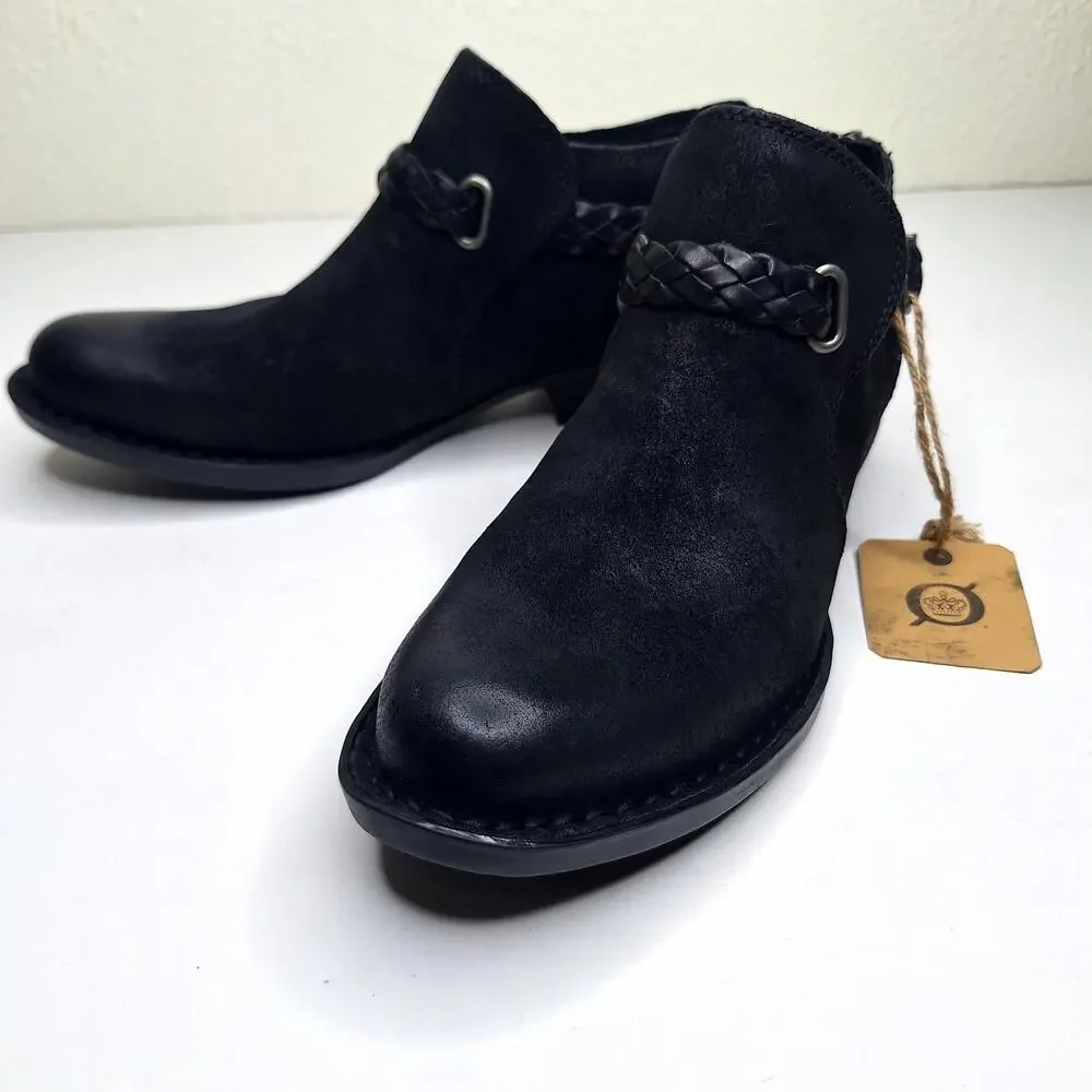 Born Sylvia Braided Leather Boots Ankle Bootie Women's 8 Western Harness Comfort